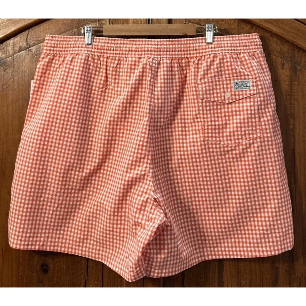 Mens NWT Polo‎ Ralph Lauren Big & Tall  Traveler Swim Trunks Check 3XB $95 Lined